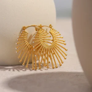 Golden Sunburst Hoop Earrings