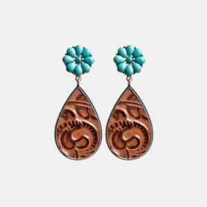 Turquoise Flower Teardrop Earrings